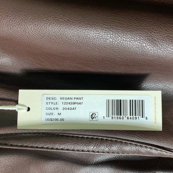 Rebecca Taylor | NWT Dark Brown Faux Leather Drawstring Waist Pants - Medium - Picture 6 of 7